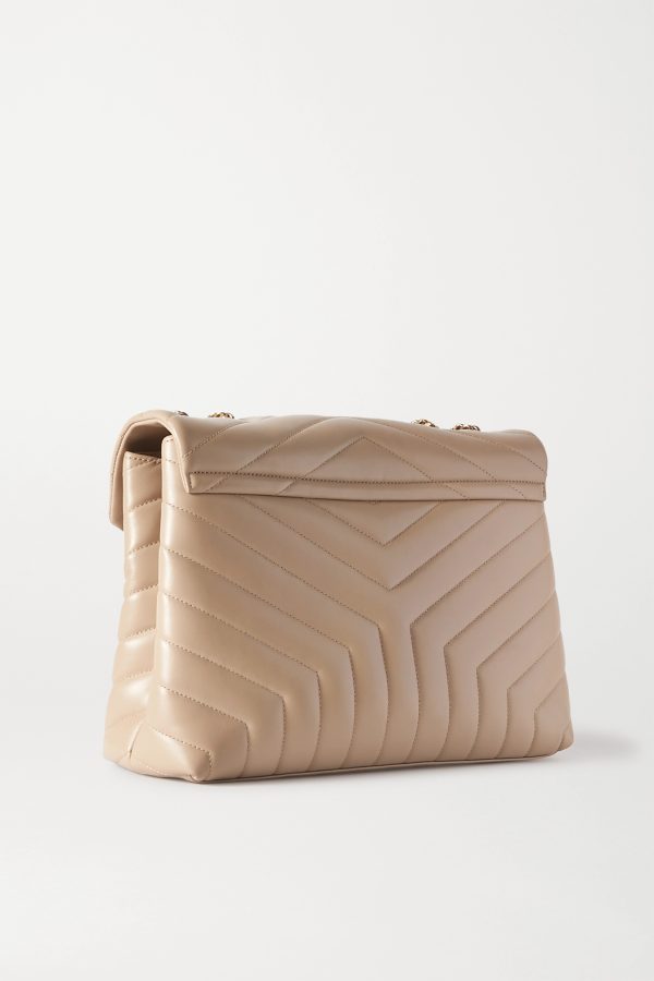 SAINT LAURENT YSL Loulou Medium Quilted Leather Shoulder Bag Beige