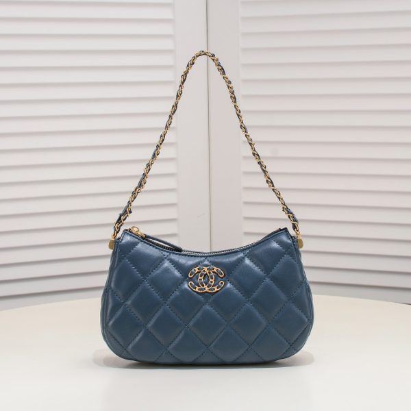 Chanel 23K Double C Hobo Chain Shoulder Bag Handbag