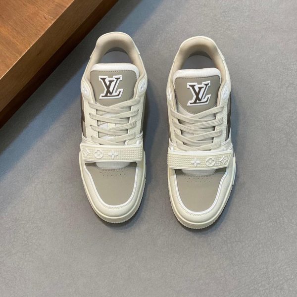 LV Trainer Croc-Embossed Denim Sneaker