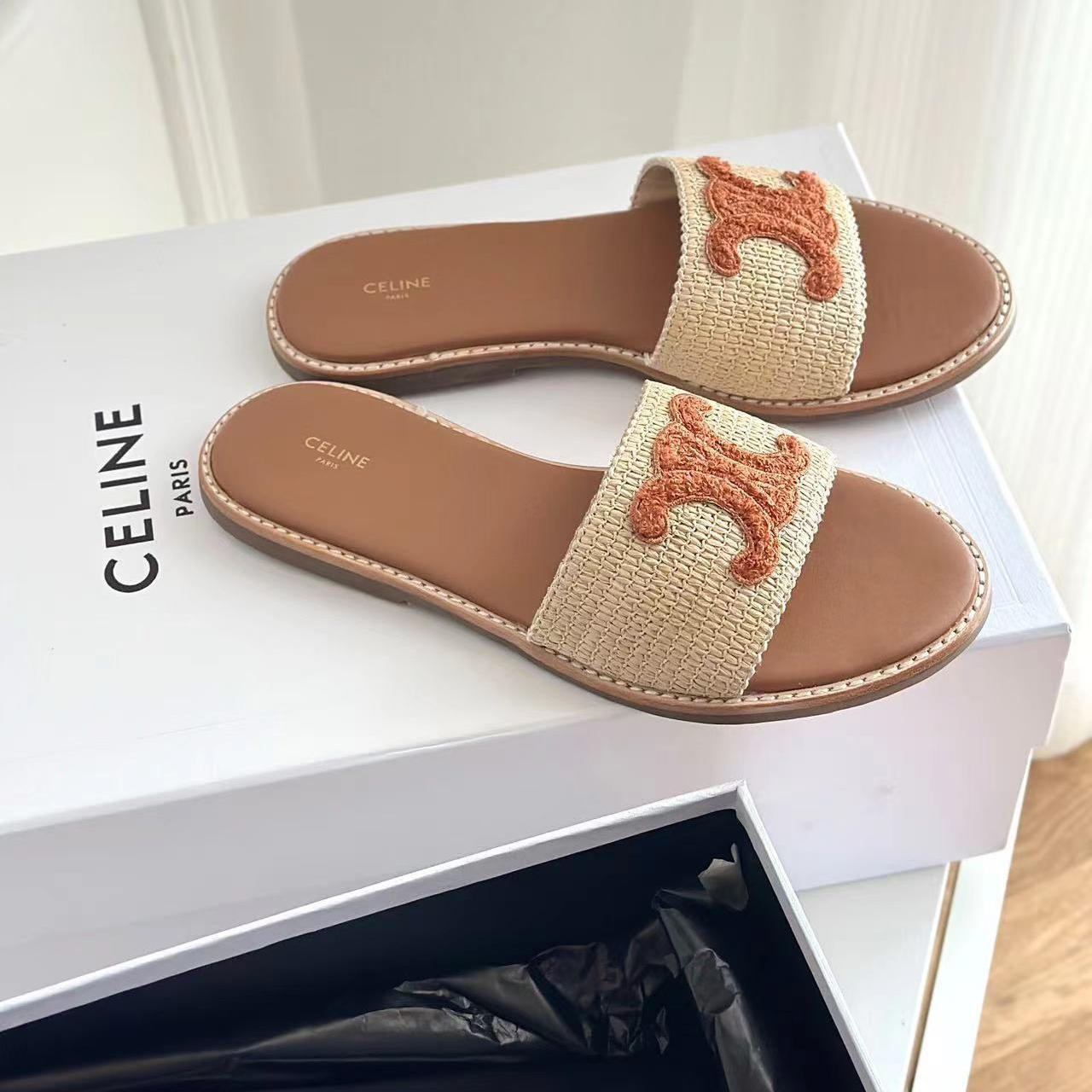 CELINE Women's Mule Sandals - Flat Sandals with Signature Logo - Image 5