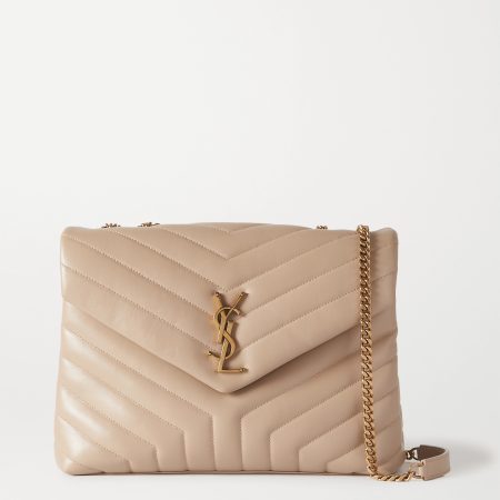 SAINT LAURENT YSL Loulou Medium Quilted Leather Shoulder Bag Beige