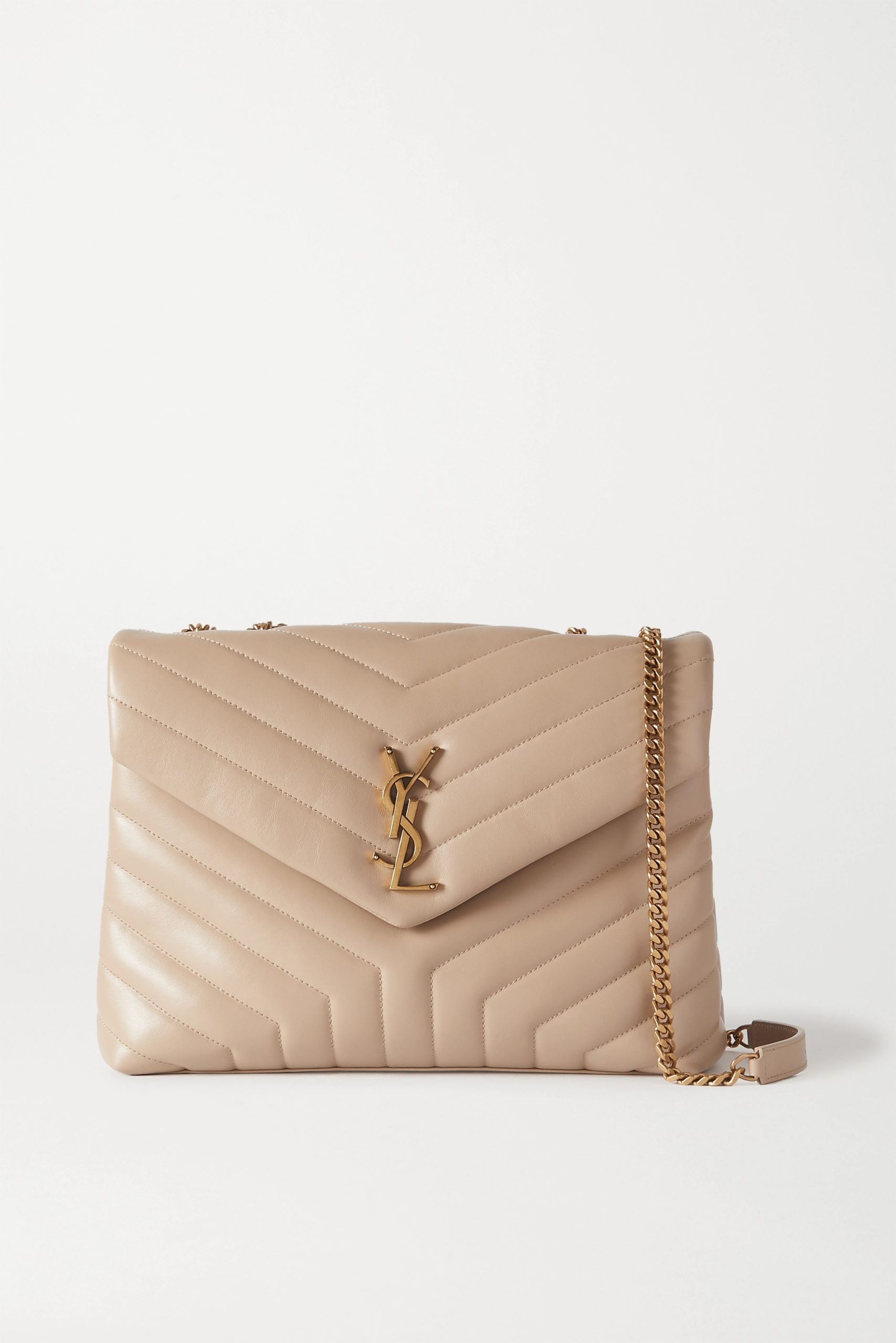 SAINT LAURENT YSL Loulou Medium Quilted Leather Shoulder Bag Beige - Image 1