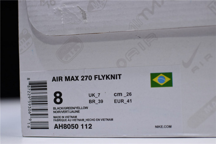 Nike Air Max 270 FIFA World Cup Brazil Black Green Yellow AH8050-112 - Image 10