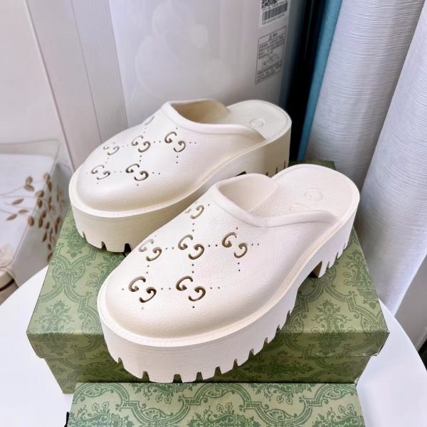 Gucci Shoes Hollow Double G Rubber Thick Slide Sandal