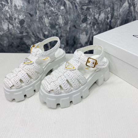Prada Monolith Fabric Knit Buckle Slide  Sandal - Image 3
