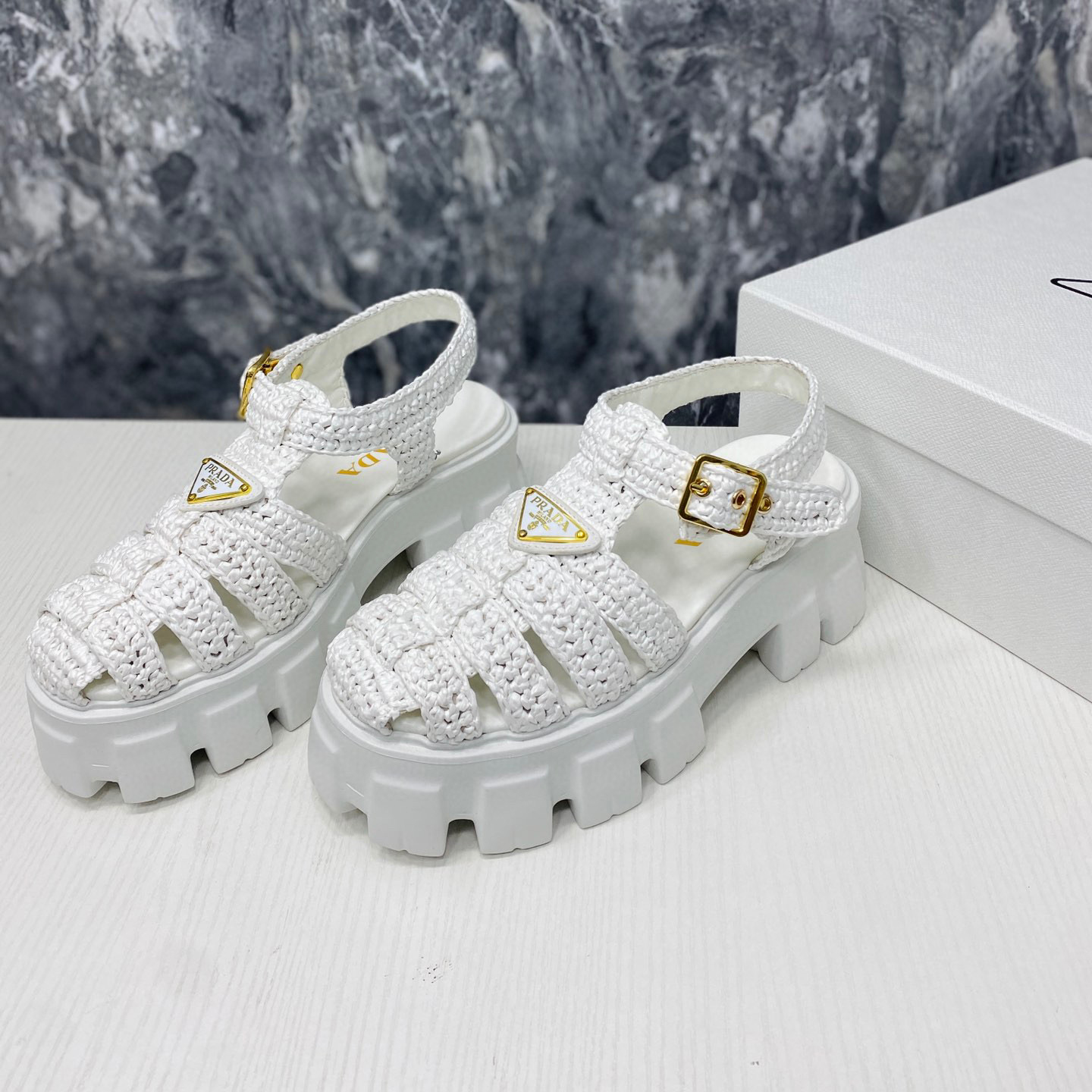 Prada Monolith Fabric Knit Buckle Slide  Sandal - Image 3