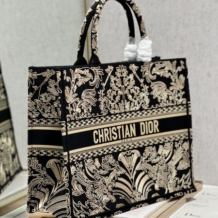 Dior Book Tote Large Black and White Ornamental Cornely-Effect Embroidery - Image 8