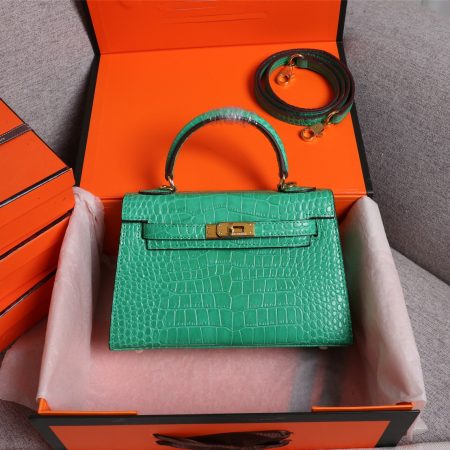 Hermes Kelly Gold Buckle Bag-Crocodile - Image 12