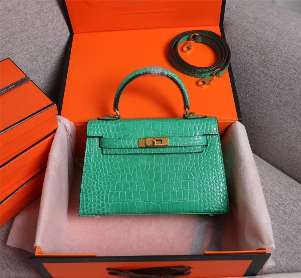 Hermes Kelly Gold Buckle Bag-Crocodile