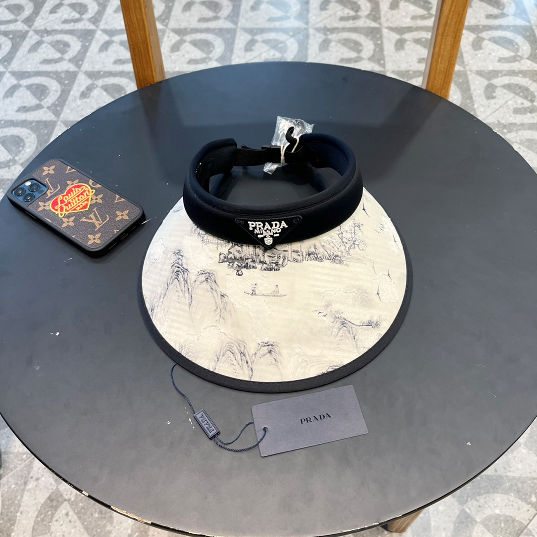 Prada Chinese Style ink Painting Empty Top Hat Sunhat - Image 1