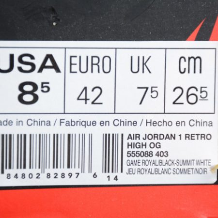AIR JORDAN 1 OG Game Royal blue 555088-403 - Image 12