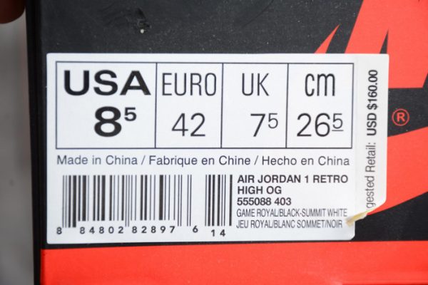 AIR JORDAN 1 OG Game Royal blue 555088-403