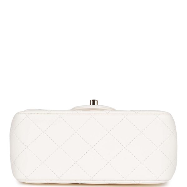 Chanel Classic Flag Bag Pearl Crush Mini Square Flap Bag White Light Gold Hardware