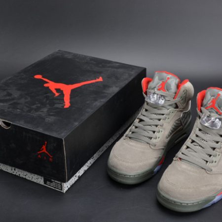 Bape x Air Jordan 5 Trophy RoomCamo university red mens 136027-051 - Image 9