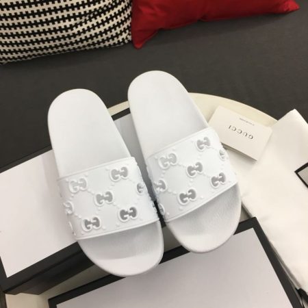 Gucci Womens GG Slide Rubber Sandals 573922 - Image 7