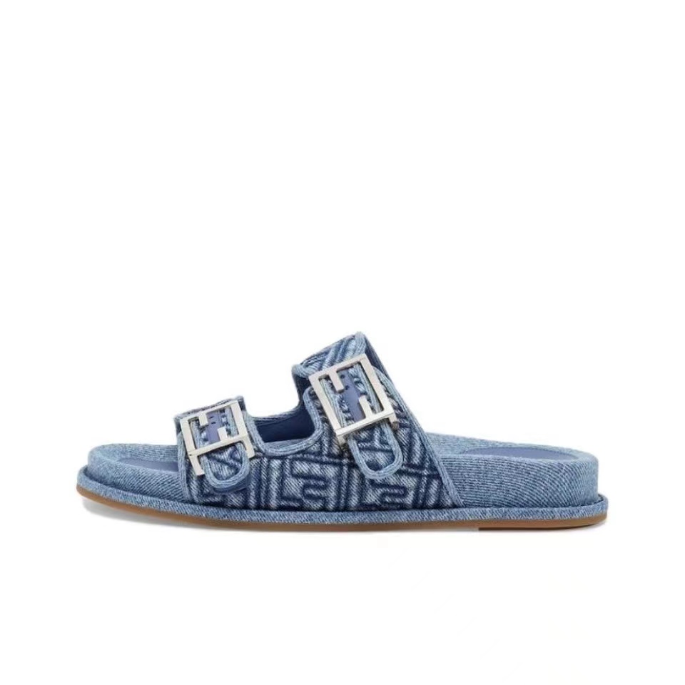 Fendi Fabric One Word Comfortable Slippers Shoes Sandal - Image 2