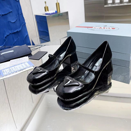 Prada  Patent Leather Medium Low 4.5CM Sandals Slide - Image 4