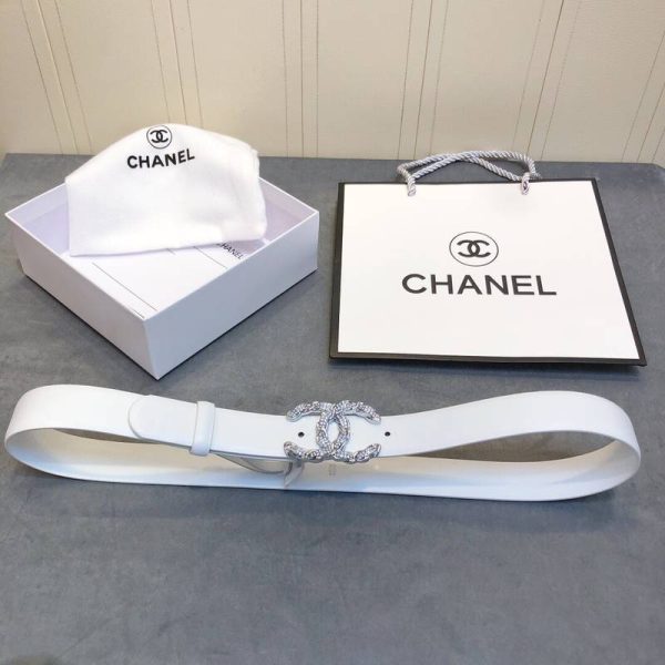 Chanel Belt With Double C Buckle White Women Belt 30MM