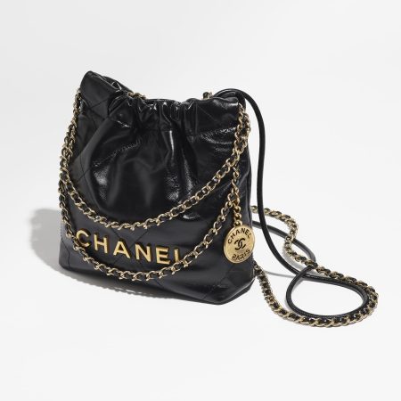 CHANEL 22 MINI HANDBAG Shiny Calfskin & Gold-Tone Metal Black - Image 3