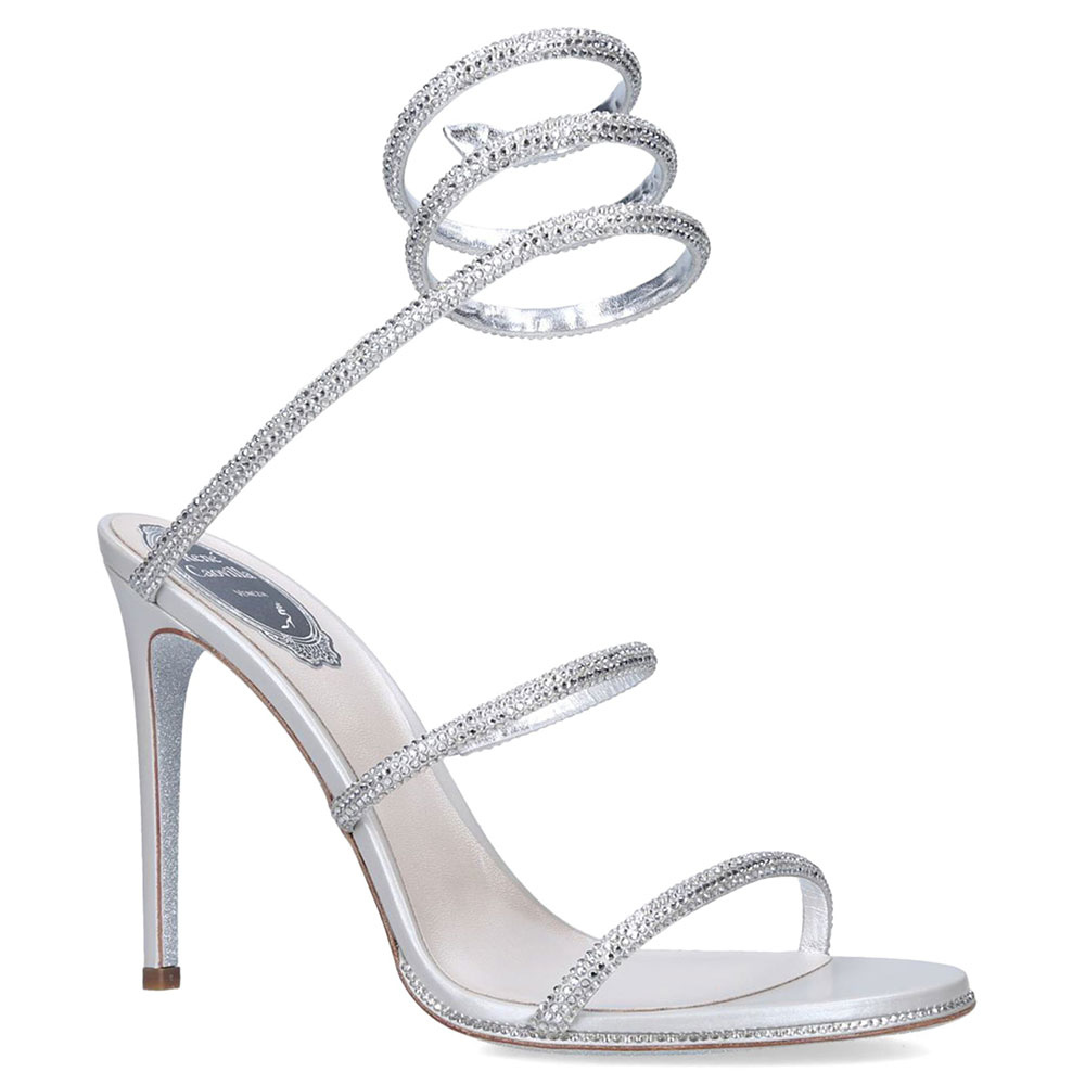 René Caovilla Crystal Ankle Wrap Heels - Image 3