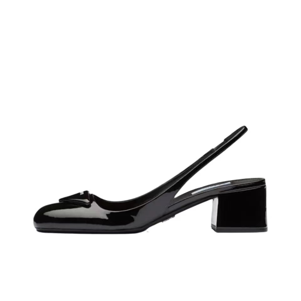 Prada Patent Leather Chunky Heel Slide Sandal - Image 2