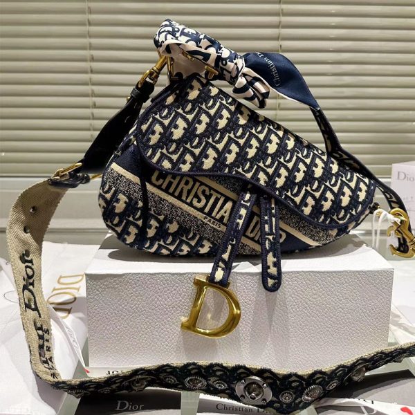 Dior Saddle Bag Oblique Embroidered