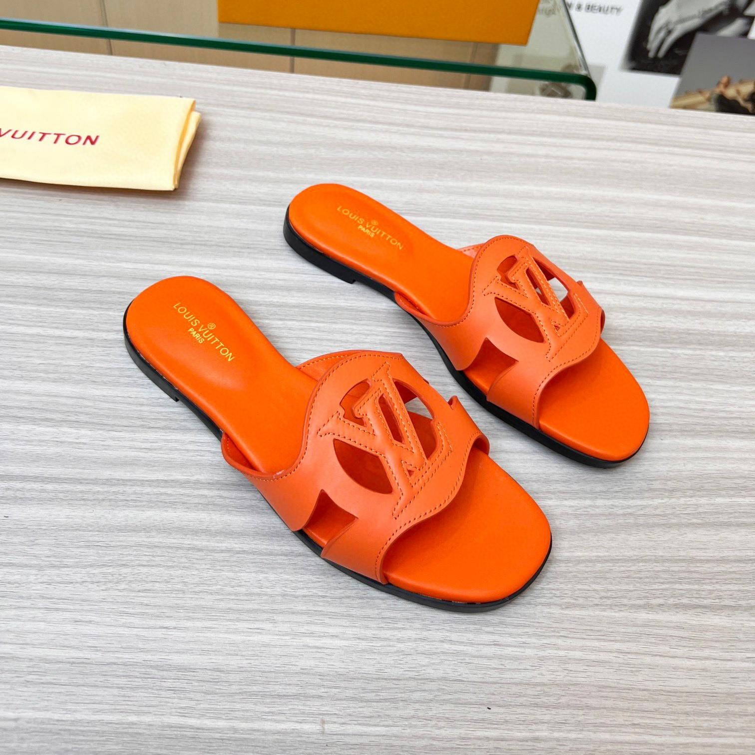 LV Lsola Leather Flat Aandals Slide Sandal - Image 3