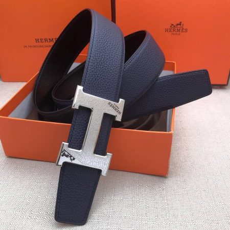 Hermes H Belt Buckle & Reversible Blue For Women, Women Belt 380MM - Image 5