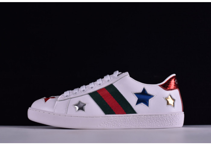 Gucci Ace Embroidered Low-Top Sneaker WITH COLORFUL STARS 431942-A38G1 - Image 1