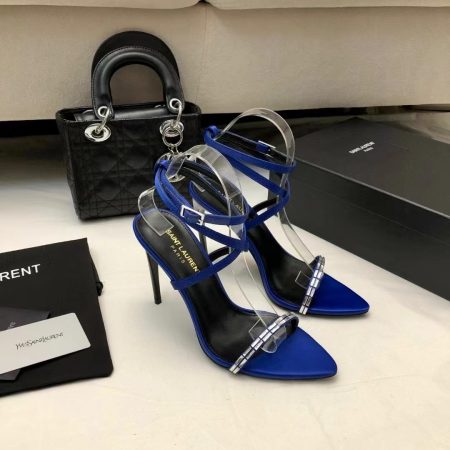 Saint Laurent YSL Gloria Silk Fabric Slide Heels 10.5cm - Image 4