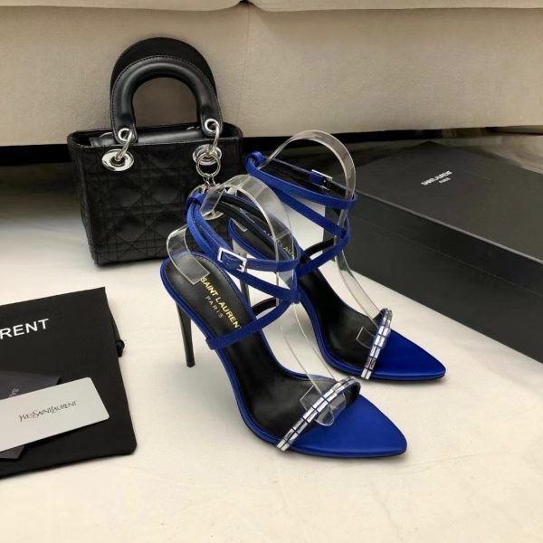 Saint Laurent YSL Gloria Silk Fabric Slide Heels 10.5cm
