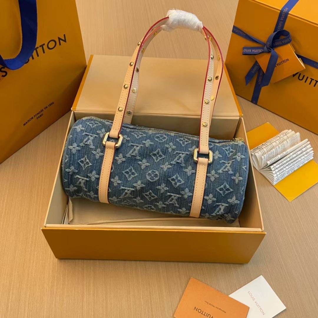LV PAPILLON Denim Handbag - Image 3