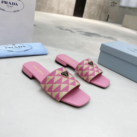 Prada Fabric Flat Bottom Slide Sandal - Image 9