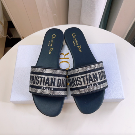 Dior DWAY Slide Slipper Sandals With Diamonds - Image 6