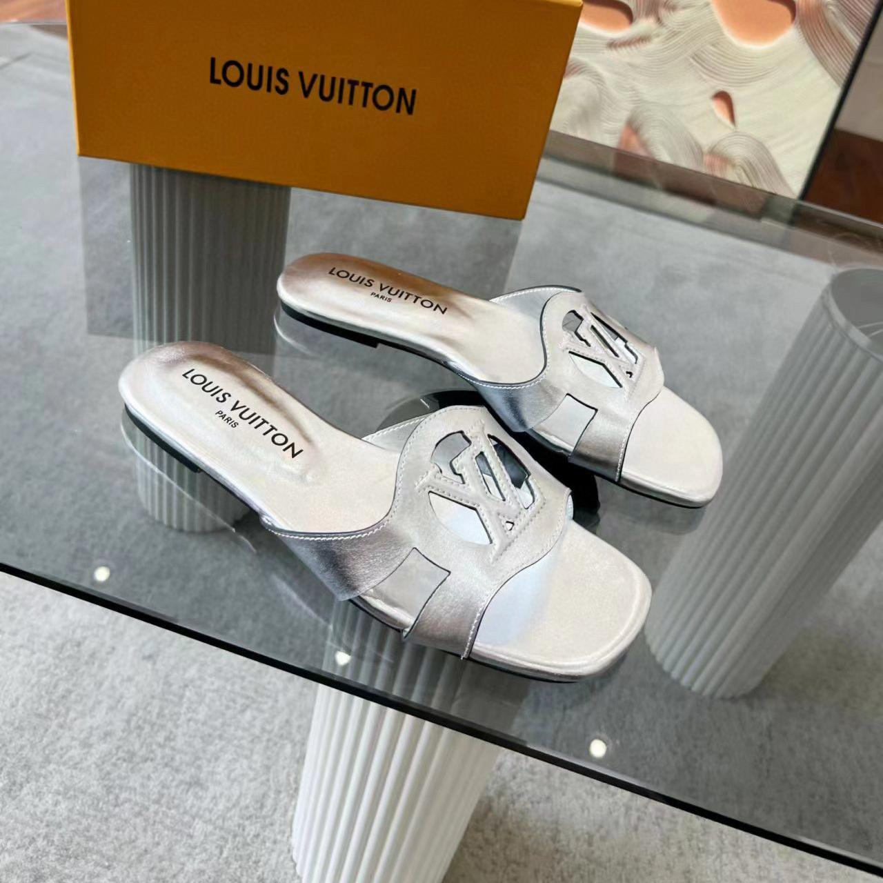 LV Lsola Leather Flat Aandals Slide Sandal - Image 11