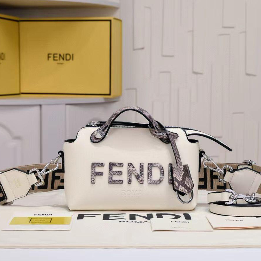 FENDI By The Way Mini Leather Boston Bag - Image 5