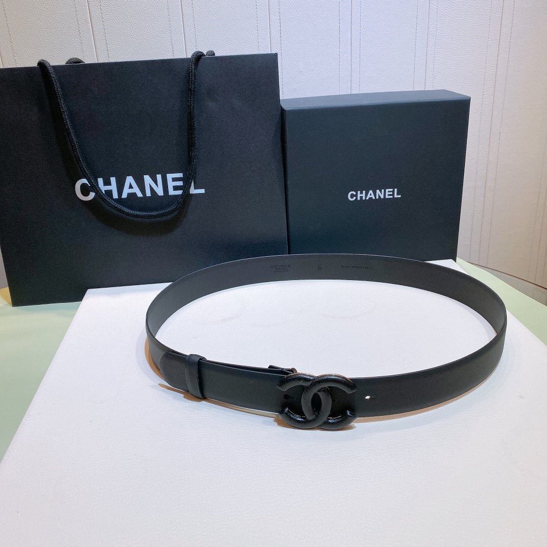 Chanel Belt With Double C Buckle Black Black-Toned Metal Women Belt 30MM - Image 1
