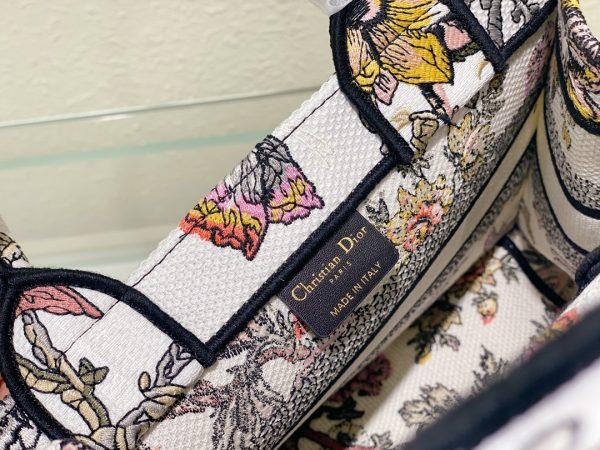 Dior Book Tote Small White Multicolor Dior Jardin Botanique Embroidery