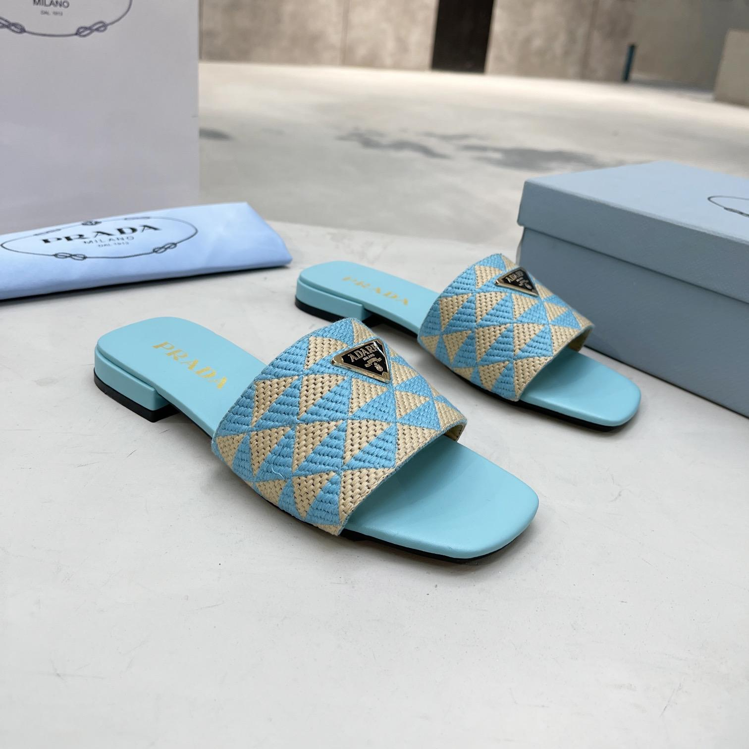 Prada Fabric Flat Bottom Slide Sandal - Image 7