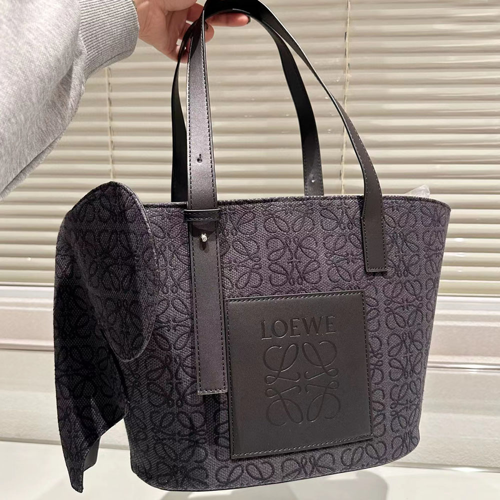 Loewe Basket Anagram Jacquard Fabric Patchwork Cowhide - Image 3