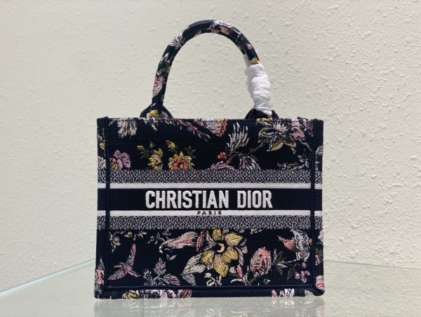 Dior Book Tote Small Black Multicolor Dior Jardin Botanique Embroidery