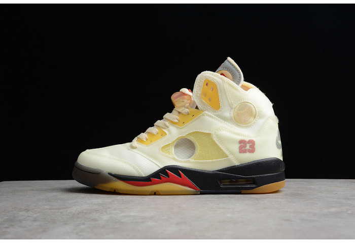 Off-White Air Jordan 5 Sail Fire Red DH8565-100 - Image 1