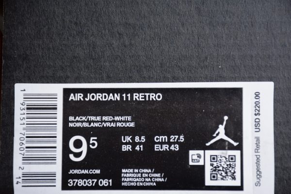 Air Jordan 11 Bred 2019 378037-061