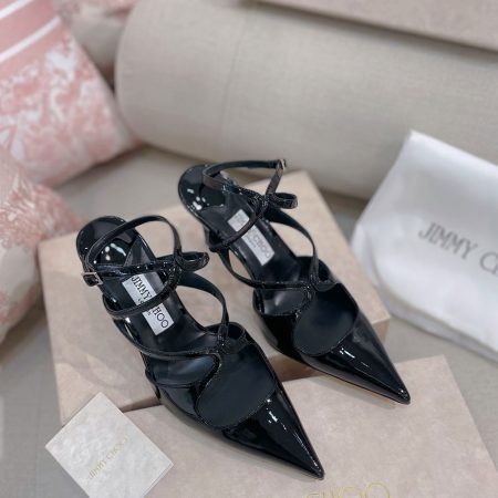 Jimmy Choo 8.5CM Slim Heel Strap Tip  Slide Sandal - Image 4