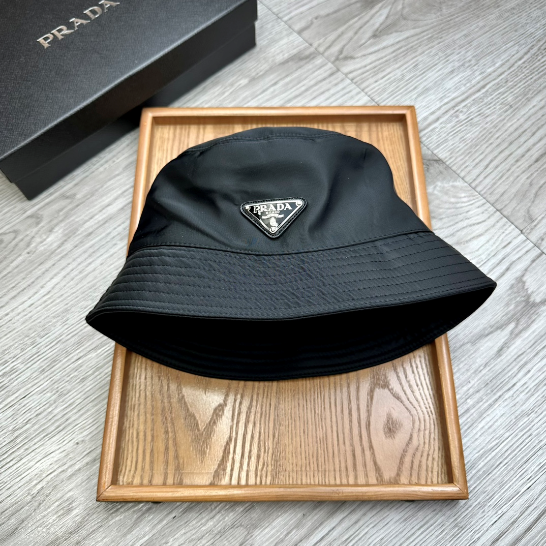Prada Flat Top Classic Triangle Labeled Iron Fisherman's Hat Sunhat - Image 3