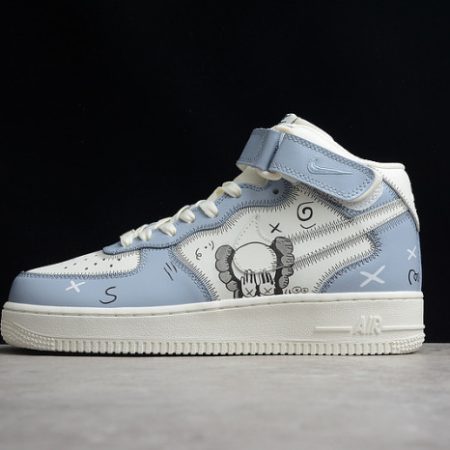 Kaws x Nike Air Force 1 07 Mid White Blue Black CW2308-211 - Image 2
