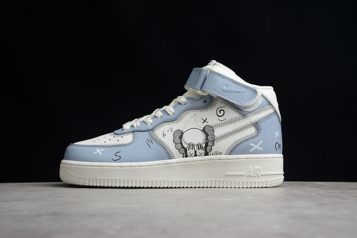 Kaws x Nike Air Force 1 07 Mid White Blue Black CW2308-211 - Image 2