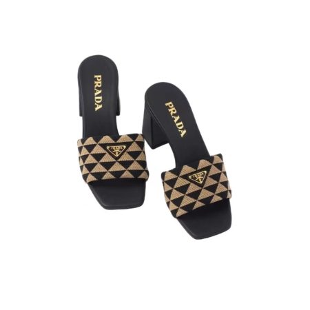Prada Fabric Chunky Heels Sandals Slide - Image 2