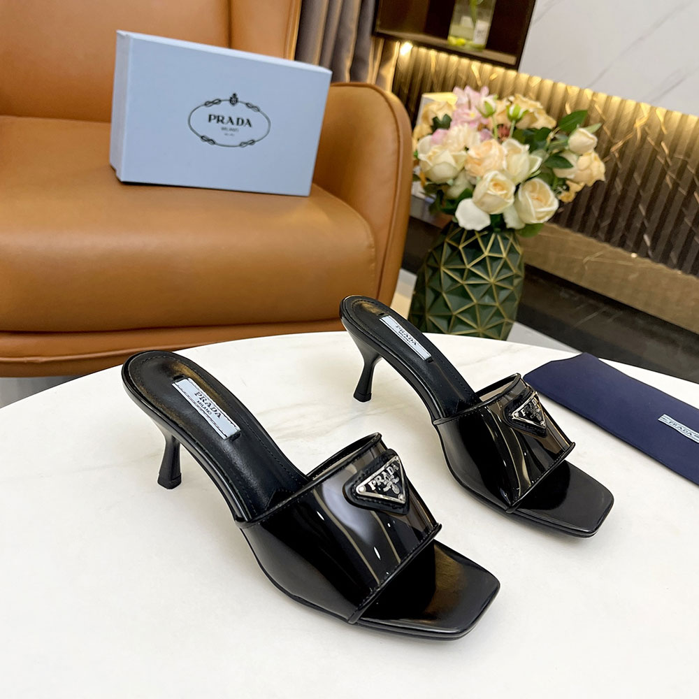 Prada Leather Heel Sandals Slide Sandal - Image 3
