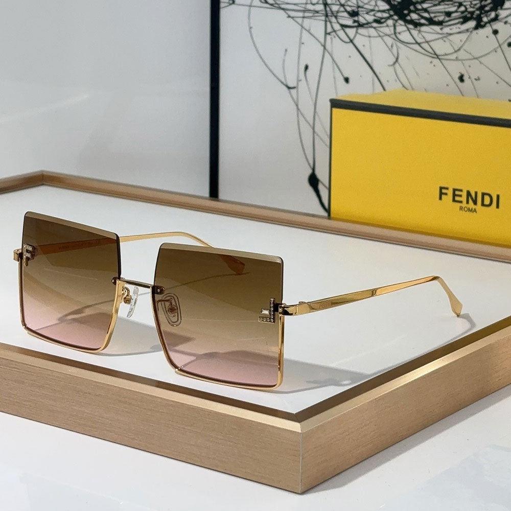 Fendi  Half Frame Thin Metal Frame Sunglasses Top quality - Image 5